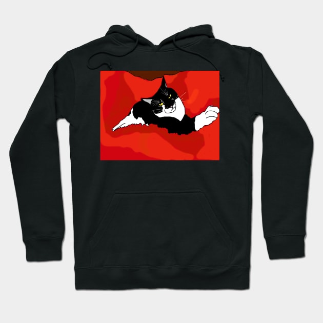 Cute Tuxedo Cat ready to sleep  Copyright TeAnne Hoodie by TeAnne